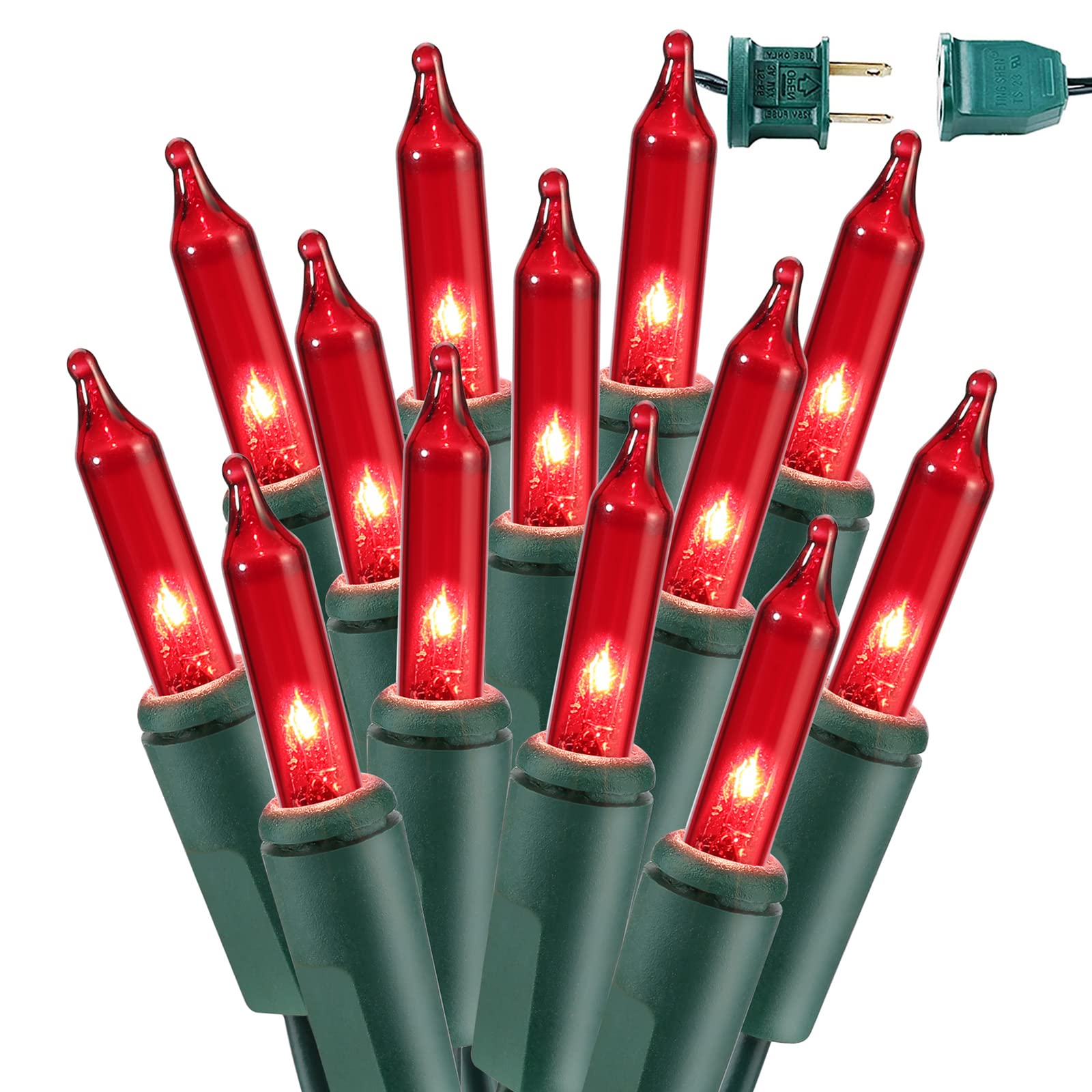 BrizLabs Steady On & Twinkle Christmas Lights - 100-ct Clear Outdoor Connectable Incandescent Mini Lights, Warm White String Lights for Xmas Tree, Indoor Holiday Party